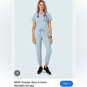 Mandala scrub jogger bottoms powder blue